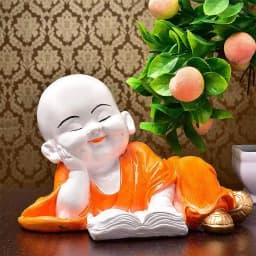 Classic Monk Buddha Reading Book Polyresin Showpiece 1