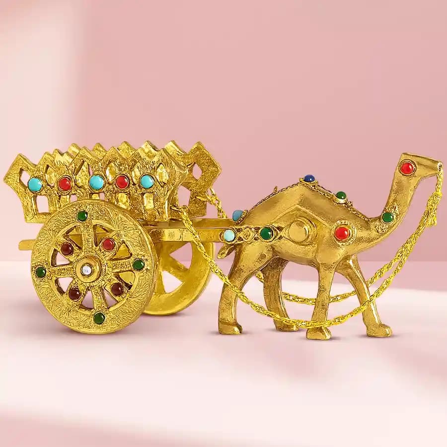 Fantastic Rajasthani Gemstone Studded Brass Camel with Antique Work