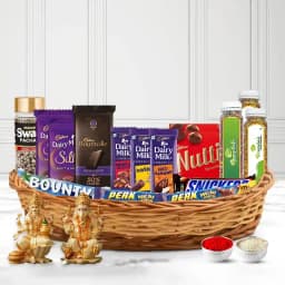 Lovely Chocolates N Mouth Freshness Hamper with Laxmi Ganesha Idol N Roli Tika 1