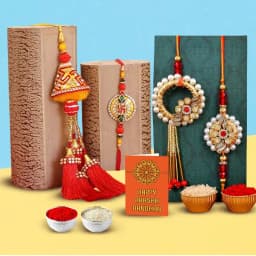 Elegant Swastik Bhaiya Bhabhi Rakhi Combo 1