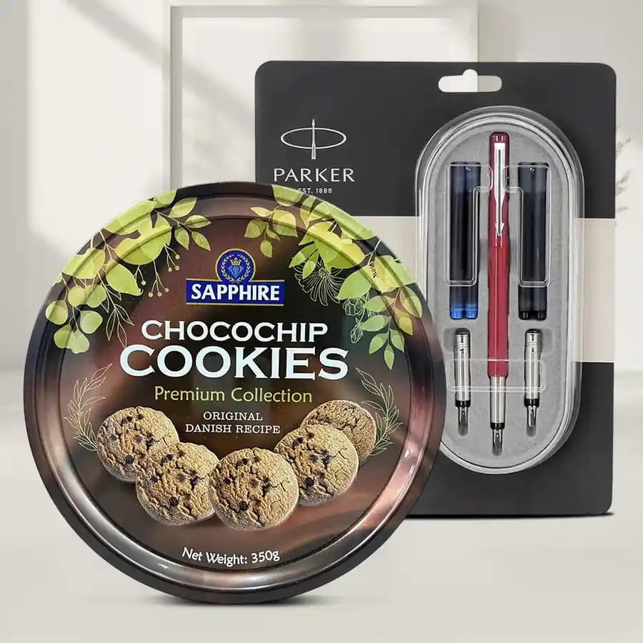 Elegant Calligraphy Gift Set with Gourmet Cookies