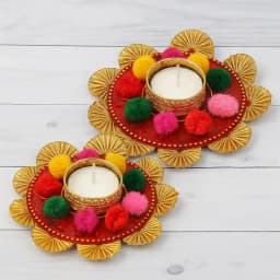 Colorful Floral Motif Candle Holders 1