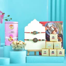 Stylish Rakhi with Assorted Nuts N Sweets Delight 1