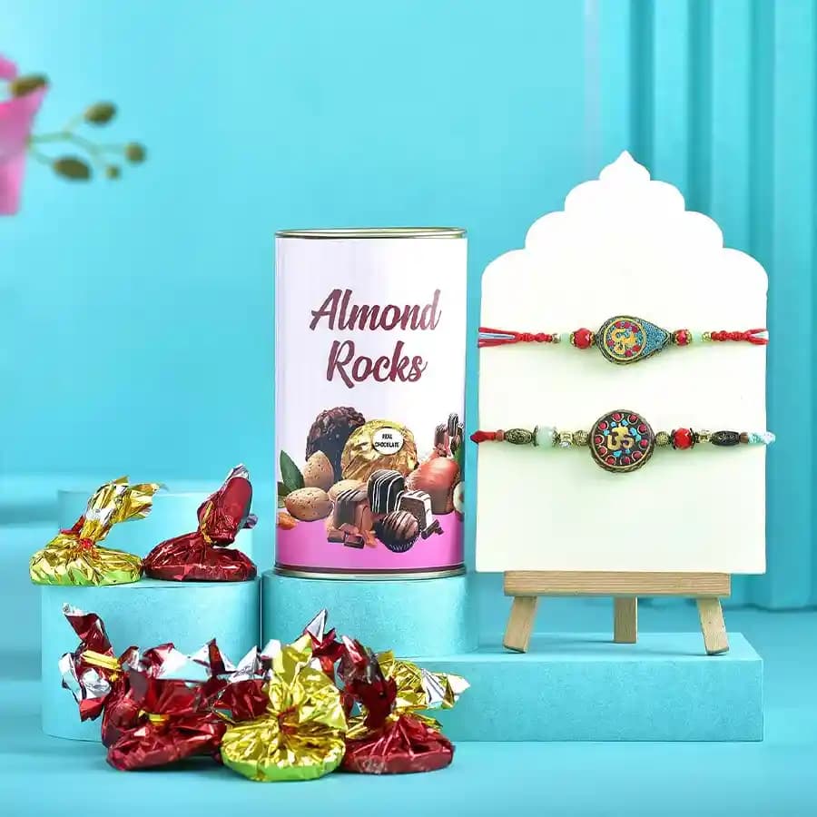 Premium Rakhi Duo with Almond Choco Treats