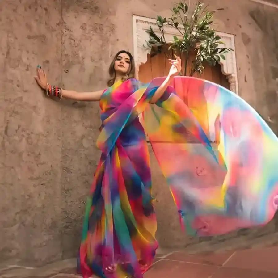 Admirable Georgette Printed Saree in Multicolour