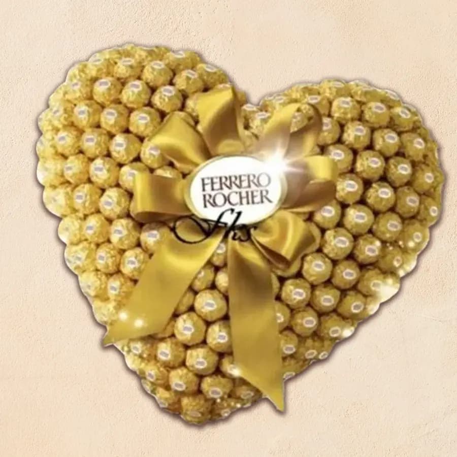 Marvelous Heart Shaped Arrangement of Ferrero Rocher Chocolate