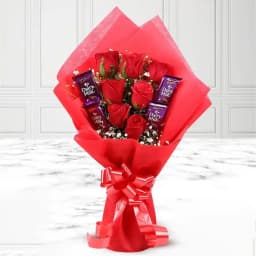 Special Bunch of Red Roses n Cadbury Dairy Milk Chocolate Bar 1