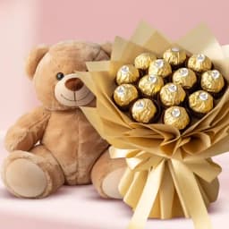 Marvelous Brown Teddy with Ferrero Rocher Chocolate 1