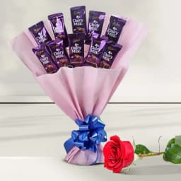 Wonderful Cadbury Dairy Milk Chocolate Bouquet with Free Single Red Rose 1
