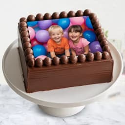 Tempting Chocolate Photo Cake in Square Shape 1
