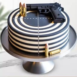 Mouthwatering Eggless Gun Theme Chocolate Cake 1