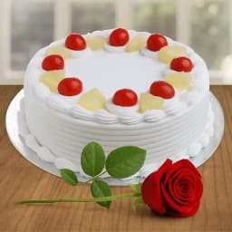 Yummy Vanilla Cake and Charming Red Rose 1