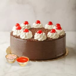 Cheering Choice Chocolate Cake with free Roli Tilak and Chawal 1