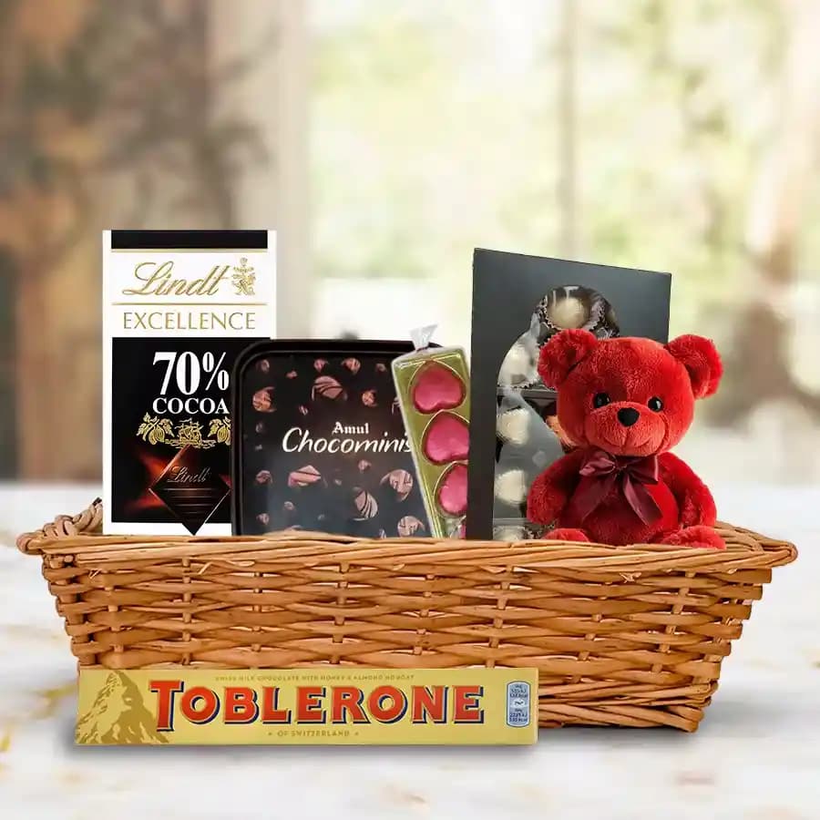 Wonderful Chocolate Gift Basket with Teddy