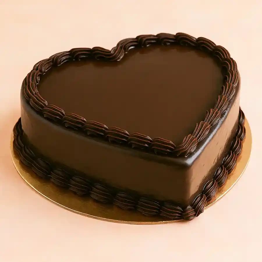 Delectable Heart Shaped Chocolate Truffle Cake