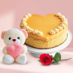 Delicious Butter Scotch Love Cake with Teddy N Rose 1