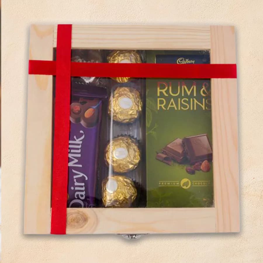 Enjoyable Wooden Gift Box of Assorted Chocolates