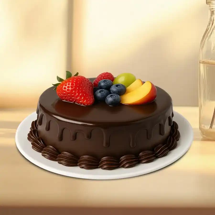 Luxurious Chocolate Fruit Delight Cake