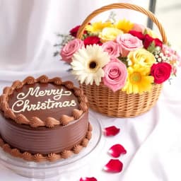 Blissful X Mas Special Chocolate Cake with Flowering Basket 1