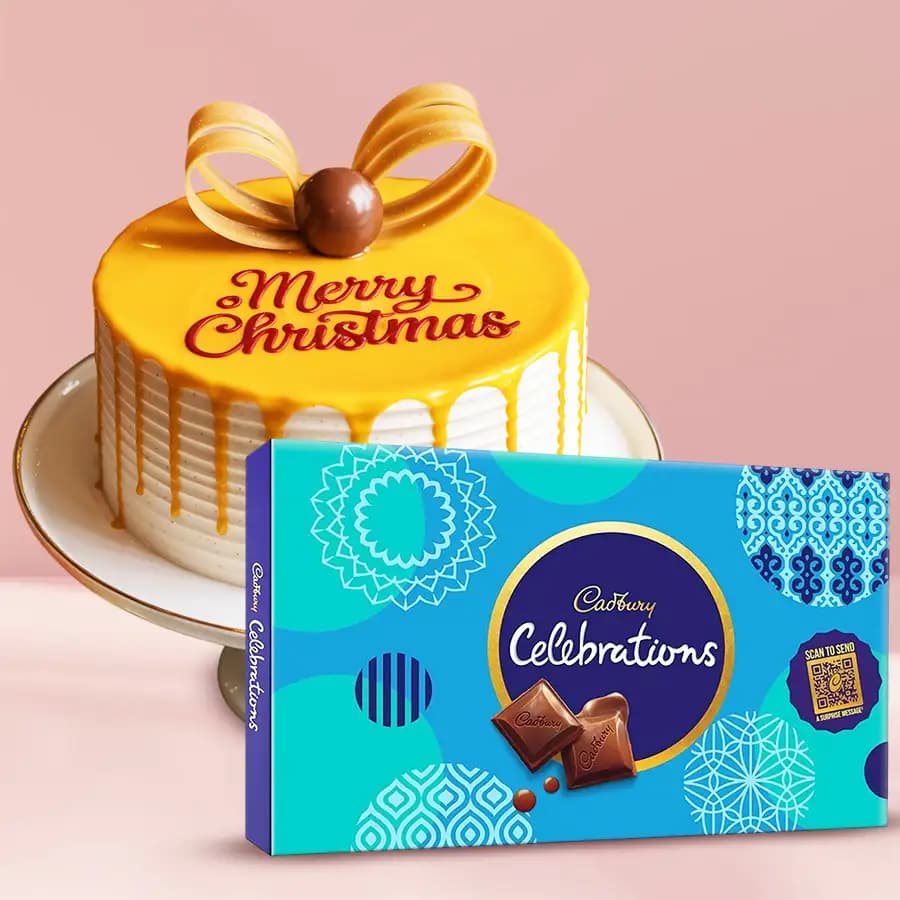 Delicious Butterscotch Cake N Cadbury Celebrations Pack