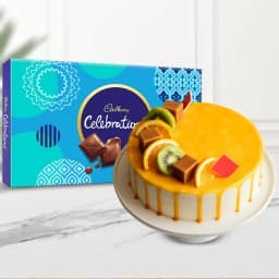 Delicious Fresh Fruits Cake with Cadbury Celebrations Pack 1