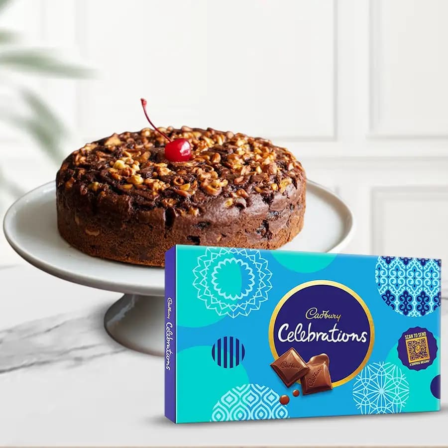 Delicious Dry Plum Cake with Cadbury Celebrations Pack