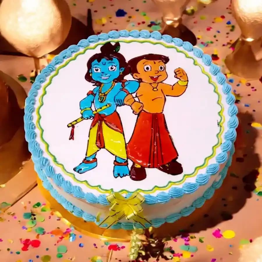 Beautiful Chota Bheem N Krishna Photo Cake for Kids