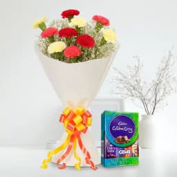 Mixed Flowers Bouquet with Cadbury Mini Celebrations Pack 1