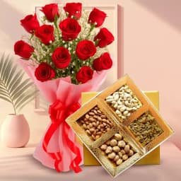 Red Rose Bouquet with Mixed Dry Fruits 1
