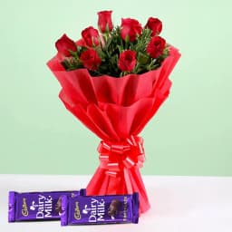 Sweet Sensation Rose Bouquet with Dairy Milk Chocolates 1