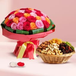 Multicolored Roses with Assorted Dry Fruits 1