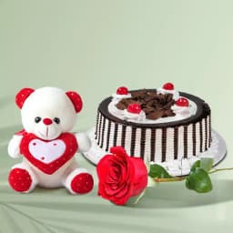 Delicious Black Forest Cake with Rose and Teddy 1