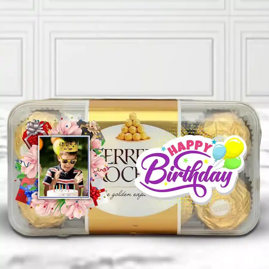 Personalized Happy B-Day Theme Ferrero Rocher Pack