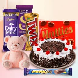 Black Forest Cake with Assorted Cadurys N Teddy 1
