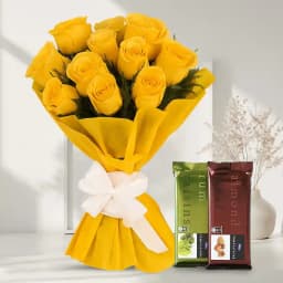Blushing Bunch of Yellow Roses with Cadbury Chocolates 1