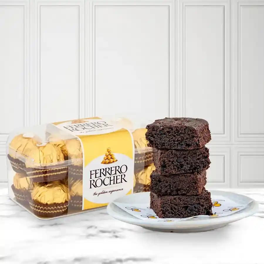 Appetizing Brownies with Ferrero Rocher Chocolates
