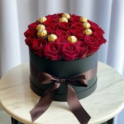 Special Love Bucket of Red Roses with Ferrero Rocher 1