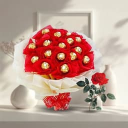 Marvelous Bouquet of Ferrero Rochher Chocolate with Single Red Rose 1