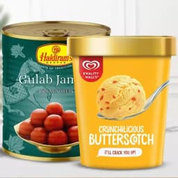 Delicious Haldiram Gulab Jamun N Chocolicious Butterscotch Ice Cream Gift Combo 1