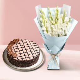 Amusing Gladiolus Bouquet with Chocolate Cake 1