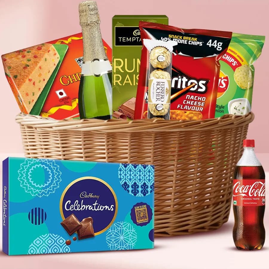 Excellent Choco Delight Gift Basket with X mas Cake