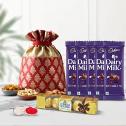 Yummy Assorted Dry Fruits Potli with Chocolates 1