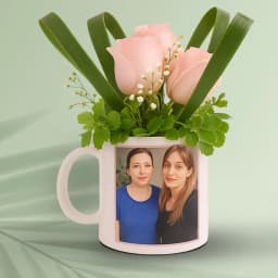 Charismatic Love Gift of Pink Roses in Personalized Photo Mug 1