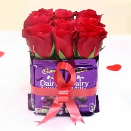 Alluring Red Rose n Cadbury Dairy Milk Bouquet 1