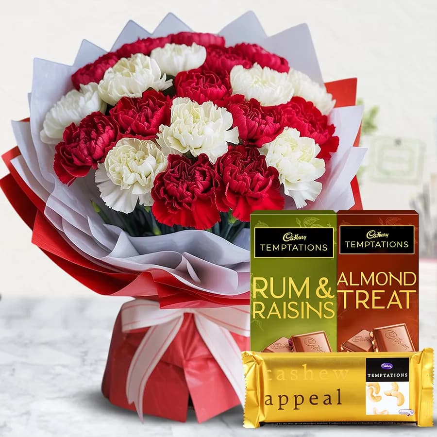 Lovely Combo of Mixed Carnation n Cadbury Temptations