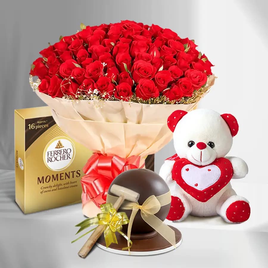 Special Dutch Roses Bouquet Love Ball Pinata Cake Ferrero Moments n Teddy