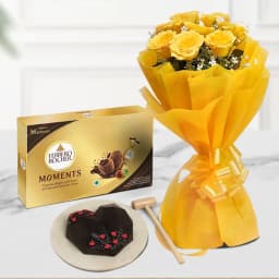 Special Yellow Rose Bouquet Love Chocolate Pinata Cake n Ferrero Moments 1