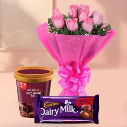 Enigmatic Rose with Kwality Walls Choco Brownie Ice Cream n Cadbury Dairy Milk 1