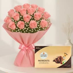 Blushing Elegance: 100 Pink Roses with Ferrero Treats 1