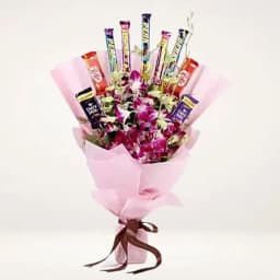 Spectacular Purple Orchids N Chocolate Bouquet 1